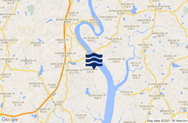 Carte des horaires des marées pour Yongsan-dong, South Korea