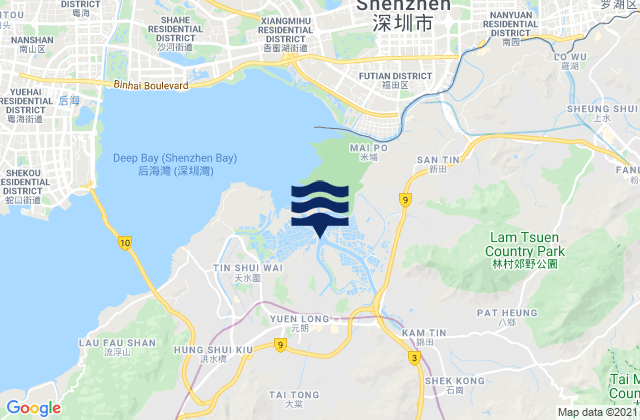 Carte des horaires des marées pour Yuen Long Kau Hui, Hong Kong