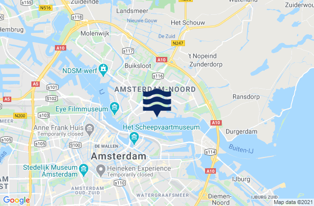 Carte des horaires des marées pour Zaandijk, Netherlands