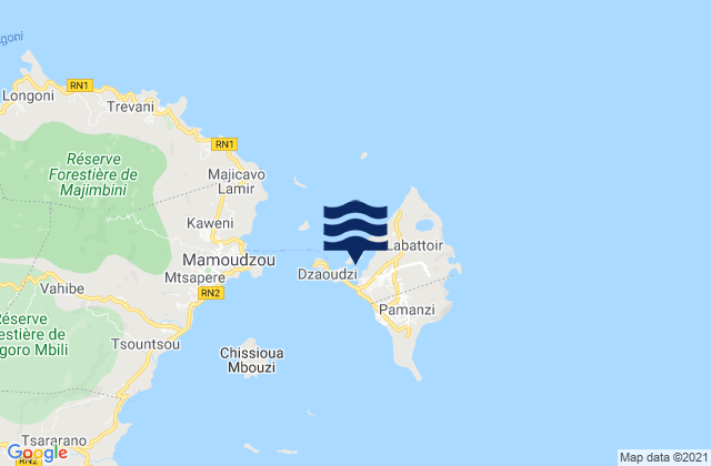 Carte des horaires des marées pour Zaudzi Ile Mayotte, French Southern Territories