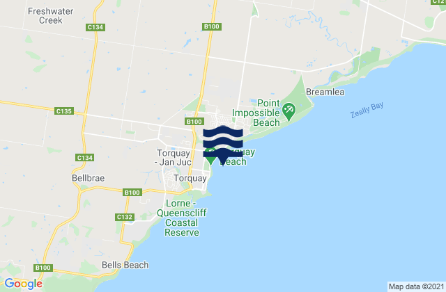 Carte des horaires des marées pour Zeally Bay, Australia