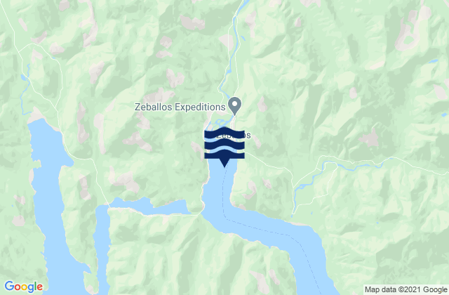 Carte des horaires des marées pour Zeballos, Canada