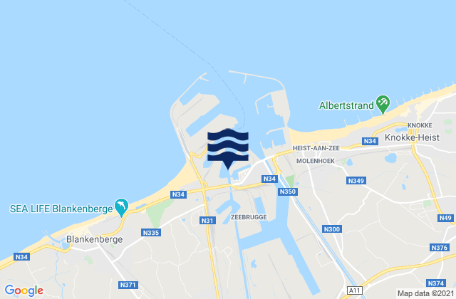 Carte des horaires des marées pour Zeebrugge, Netherlands