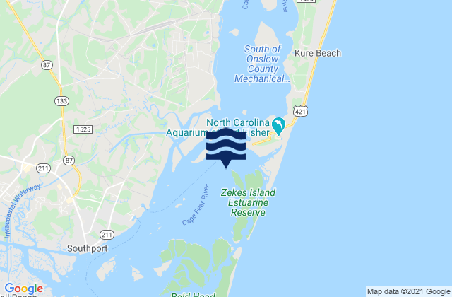 Carte des horaires des marées pour Zekes Island, United States