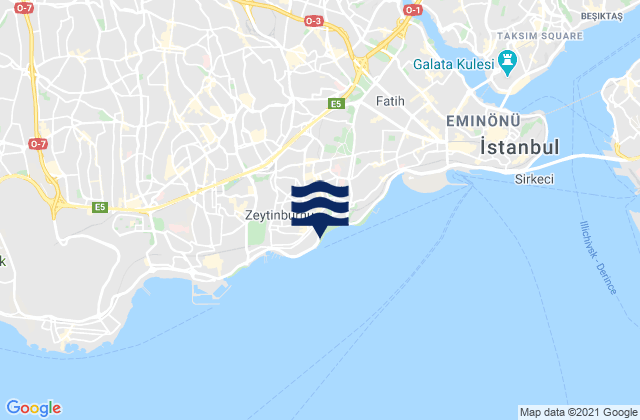 Carte des horaires des marées pour Zeytinburnu, Turkey