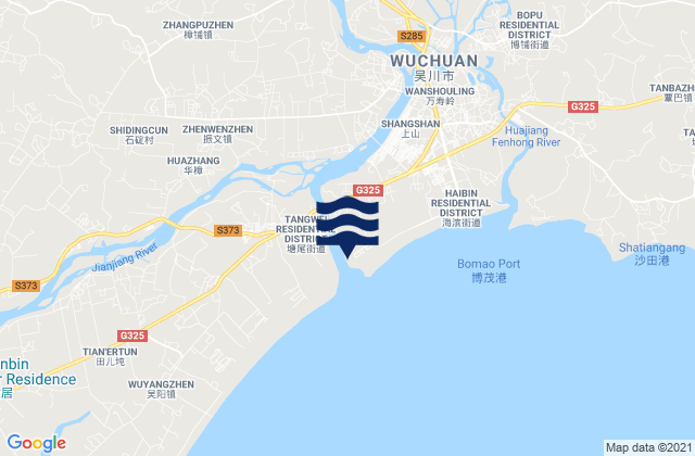 Carte des horaires des marées pour Zhangpu, China