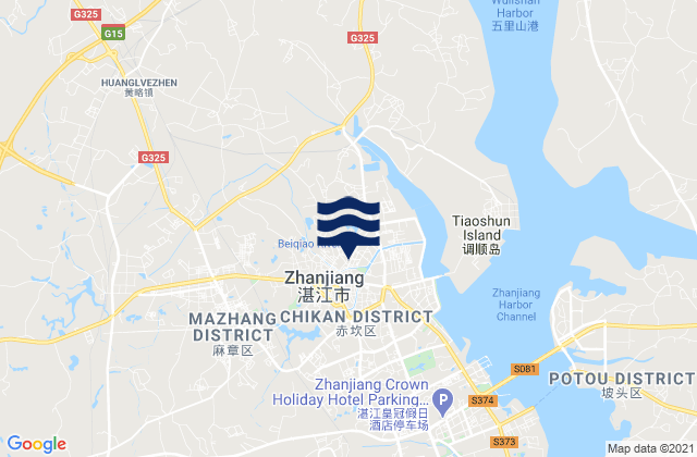 Carte des horaires des marées pour Zhanjiang, China