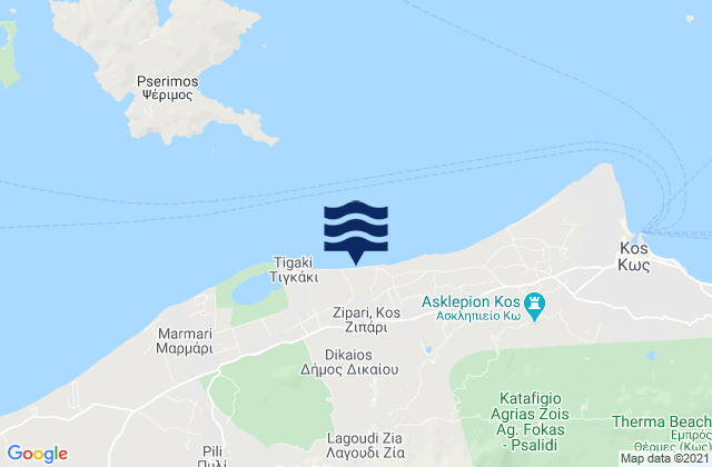 Carte des horaires des marées pour Zipári, Greece