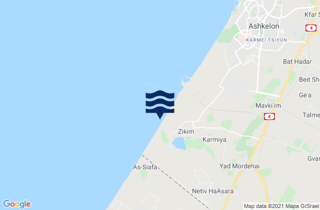 Carte des horaires des marées pour Ziqim ( Zikim) Beach, Israel