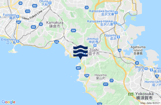 Carte des horaires des marées pour Zushi Shi, Japan