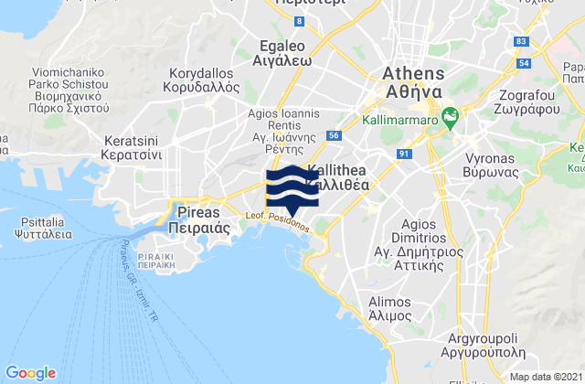 Carte des horaires des marées pour Ágioi Anárgyroi, Greece