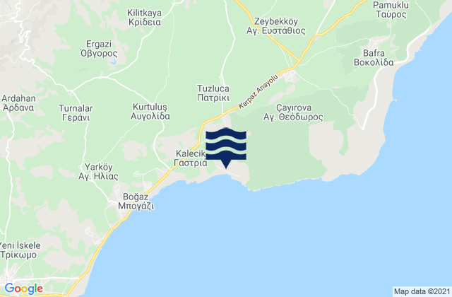 Carte des horaires des marées pour Ágios Efstáthios, Cyprus