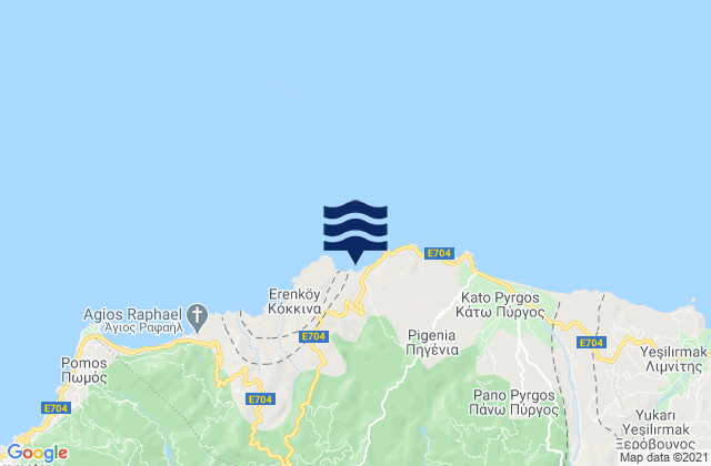 Carte des horaires des marées pour Ágios Theódoros, Cyprus