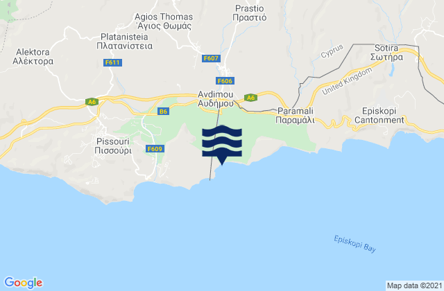 Carte des horaires des marées pour Ágios Tomás, Cyprus