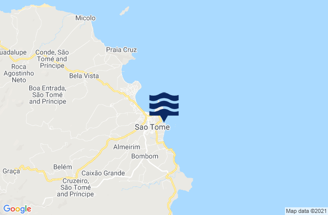 Carte des horaires des marées pour Água Grande District, Sao Tome and Principe