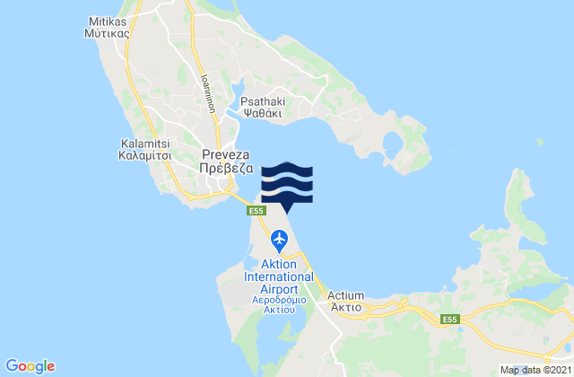 Carte des horaires des marées pour Áktion, Greece