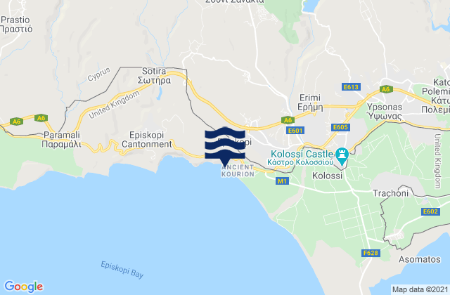 Carte des horaires des marées pour Álassa, Cyprus