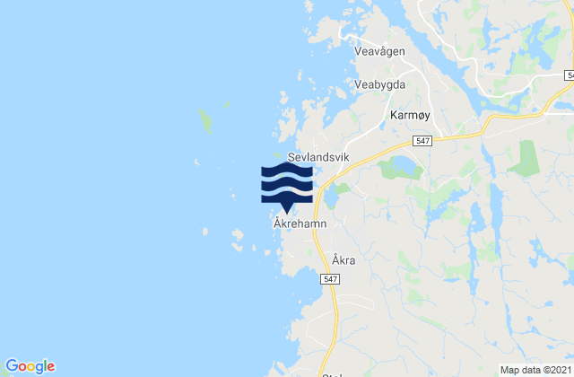 Carte des horaires des marées pour Åkrehamn, Norway