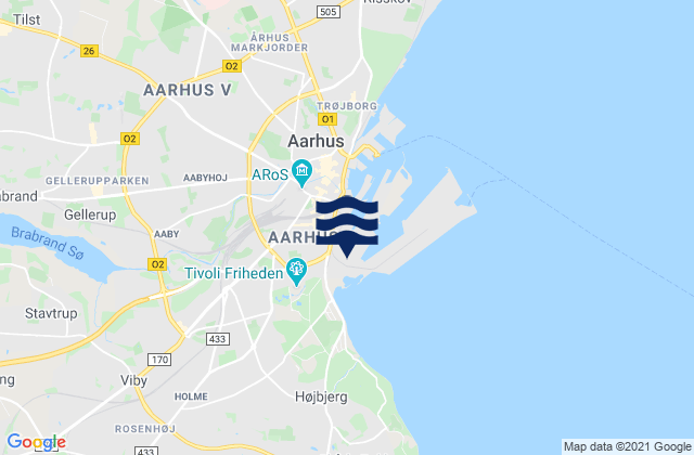 Carte des horaires des marées pour Århus Kommune, Denmark