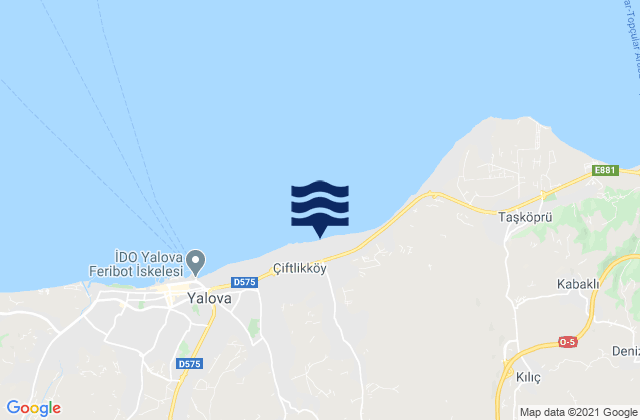 Carte des horaires des marées pour Çiftlikköy, Turkey