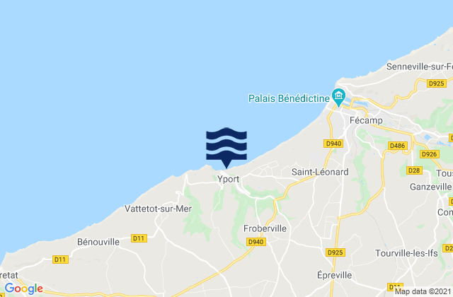 Carte des horaires des marées pour Écrainville, France