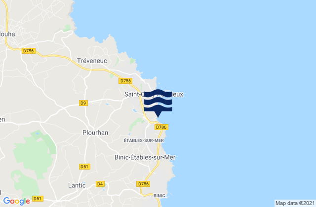 Carte des horaires des marées pour Étables-sur-Mer, France