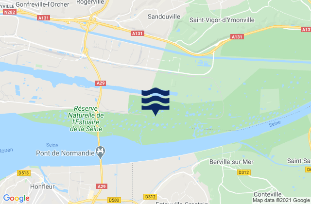 Carte des horaires des marées pour Étainhus, France