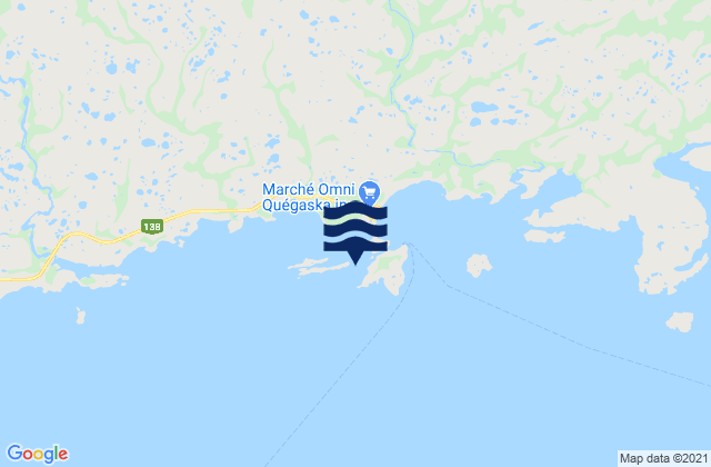 Carte des horaires des marées pour Île de Kegaska, Canada