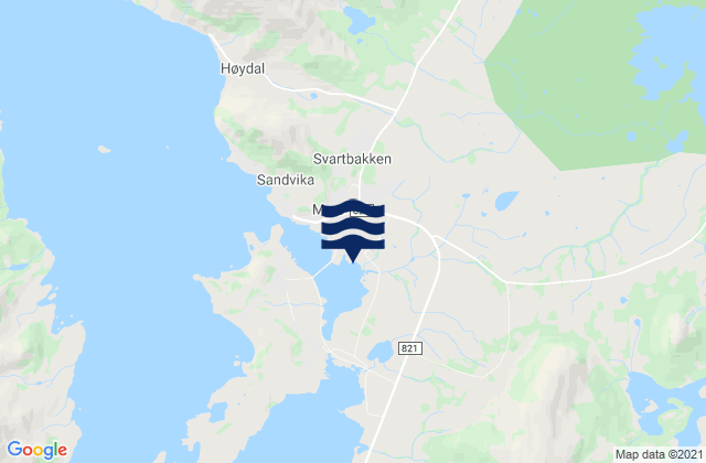 Carte des horaires des marées pour Øksnes, Norway