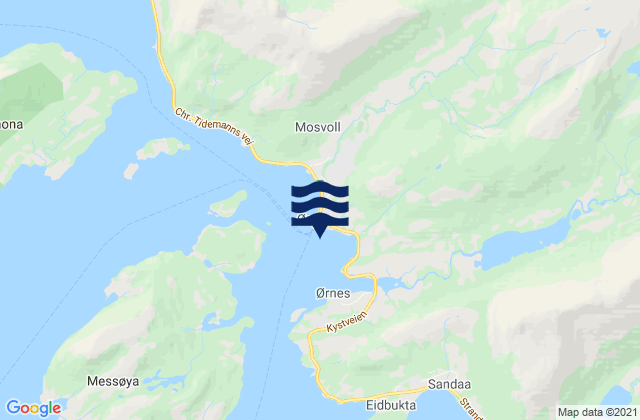 Carte des horaires des marées pour Ørnes, Norway