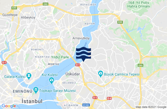 Carte des horaires des marées pour Üsküdar, Turkey
