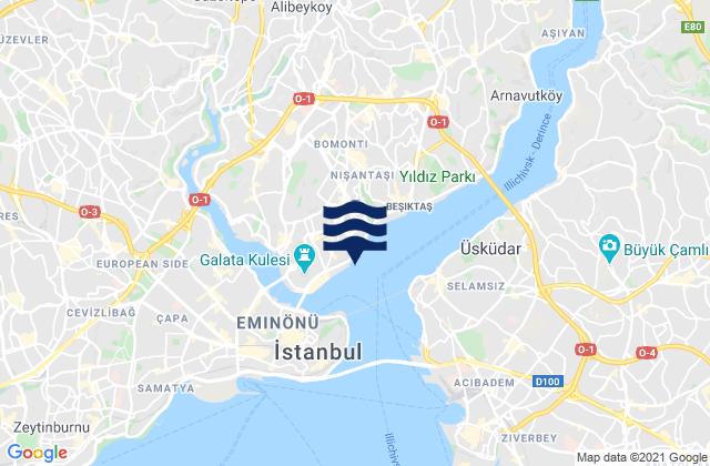 Carte des horaires des marées pour İstanbul, Turkey