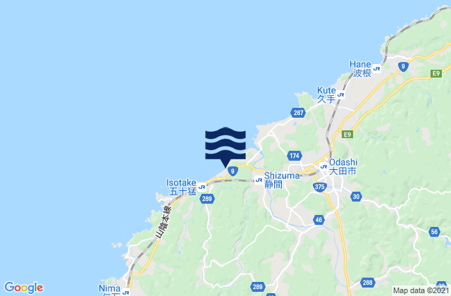 Carte des horaires des marées pour Ōda Shi, Japan
