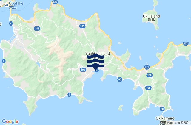 Carte des horaires des marées pour Ōshima-gun, Japan