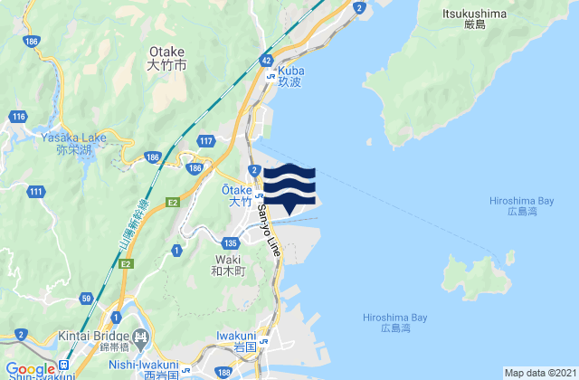 Carte des horaires des marées pour Ōtake, Japan