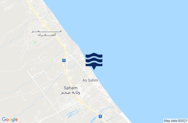 Carte des horaires des marées pour Şaḩam, Oman