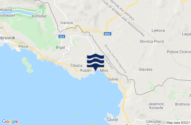 Carte des horaires des marées pour Župa dubrovačka, Croatia