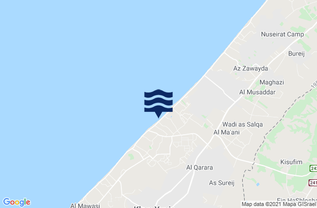Carte des horaires des marées pour ‘Abasān al Jadīdah, Palestinian Territory