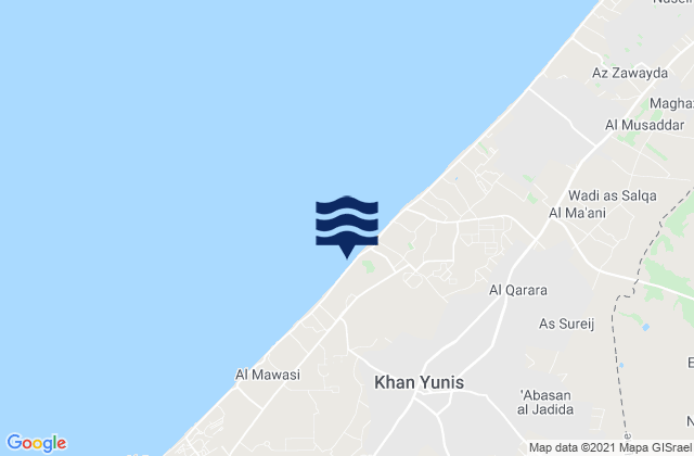 Carte des horaires des marées pour ‘Abasān al Kabīrah, Palestinian Territory