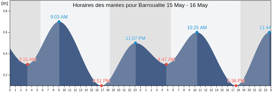 Horaires des marées pour Barrouallie, Saint Patrick, Saint Vincent and the Grenadines