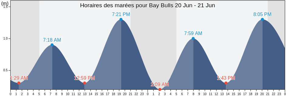 Horaires des marées pour Bay Bulls, Newfoundland and Labrador, Canada