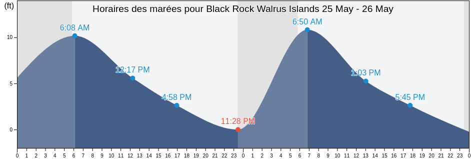 Horaires des marées pour Black Rock Walrus Islands, Dillingham Census Area, Alaska, United States