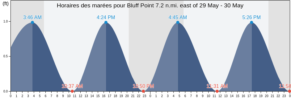 Horaires des marées pour Bluff Point 7.2 n.mi. east of, Accomack County, Virginia, United States