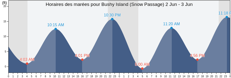 Horaires des marées pour Bushy Island (Snow Passage), City and Borough of Wrangell, Alaska, United States