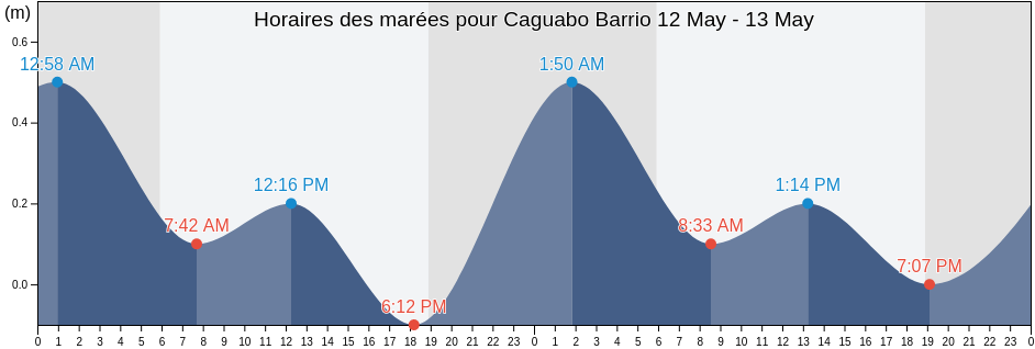 Horaires des marées pour Caguabo Barrio, Añasco, Puerto Rico