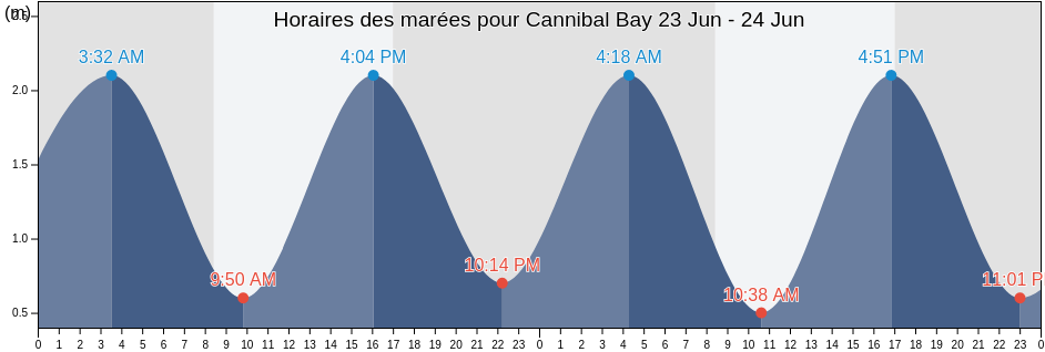 Horaires des marées pour Cannibal Bay, New Zealand