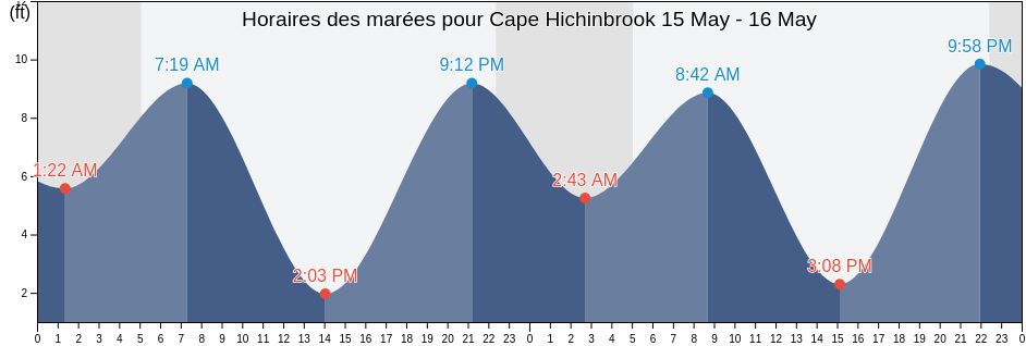 Horaires des marées pour Cape Hichinbrook, Valdez-Cordova Census Area, Alaska, United States