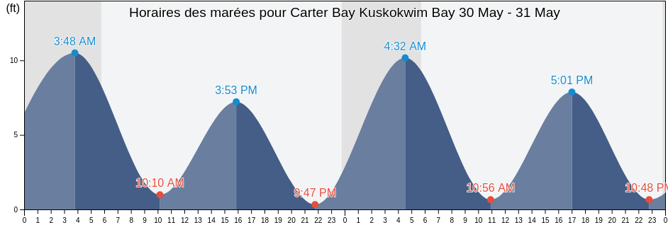 Horaires des marées pour Carter Bay Kuskokwim Bay, Bethel Census Area, Alaska, United States