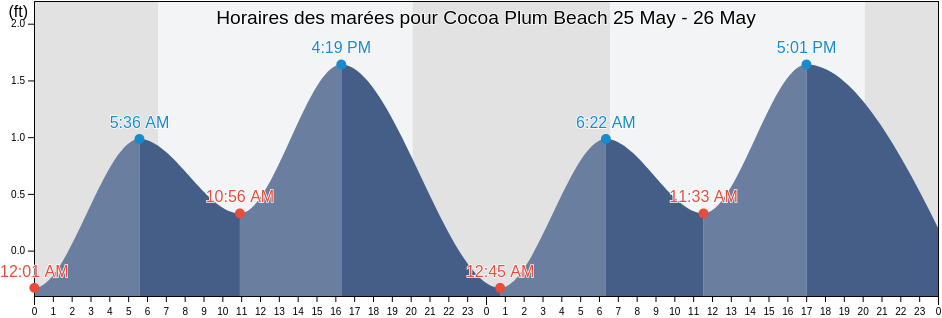 Horaires des marées pour Cocoa Plum Beach, Monroe County, Florida, United States
