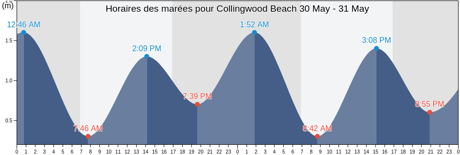 Horaires des marées pour Collingwood Beach, Shoalhaven Shire, New South Wales, Australia